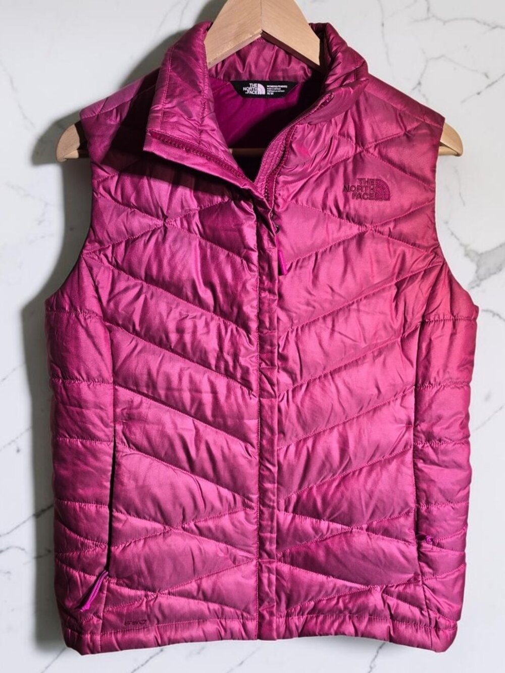 The North Face Magenta Down-Filled Aconcagua Puffer Vest Size Medium GUC